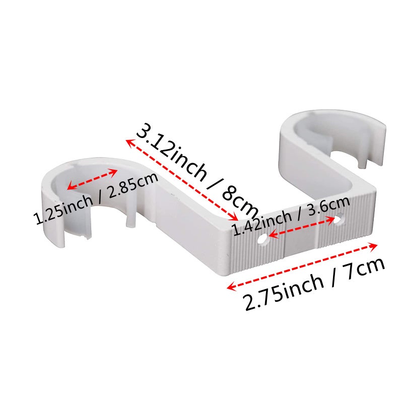 Tiweio Double Curtain Rod Brackets 2Pcs for Tiweio, Aluminum Alloy Ceiling Mounted Curtain Rod Bracket, Ceiling Curtain Rod, Curtain Brackets for Curtain Rod (White) - Image 2